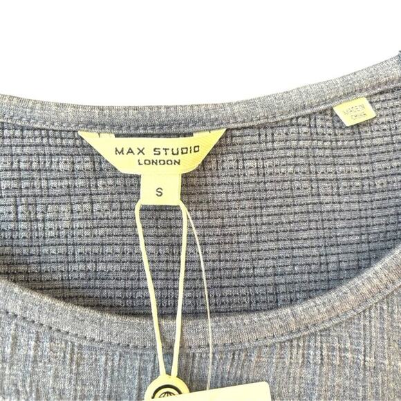 Max Studio Blue Textured Knit Flutter Sleeve Top Small NWT Lightweight - Picture 4 of 5